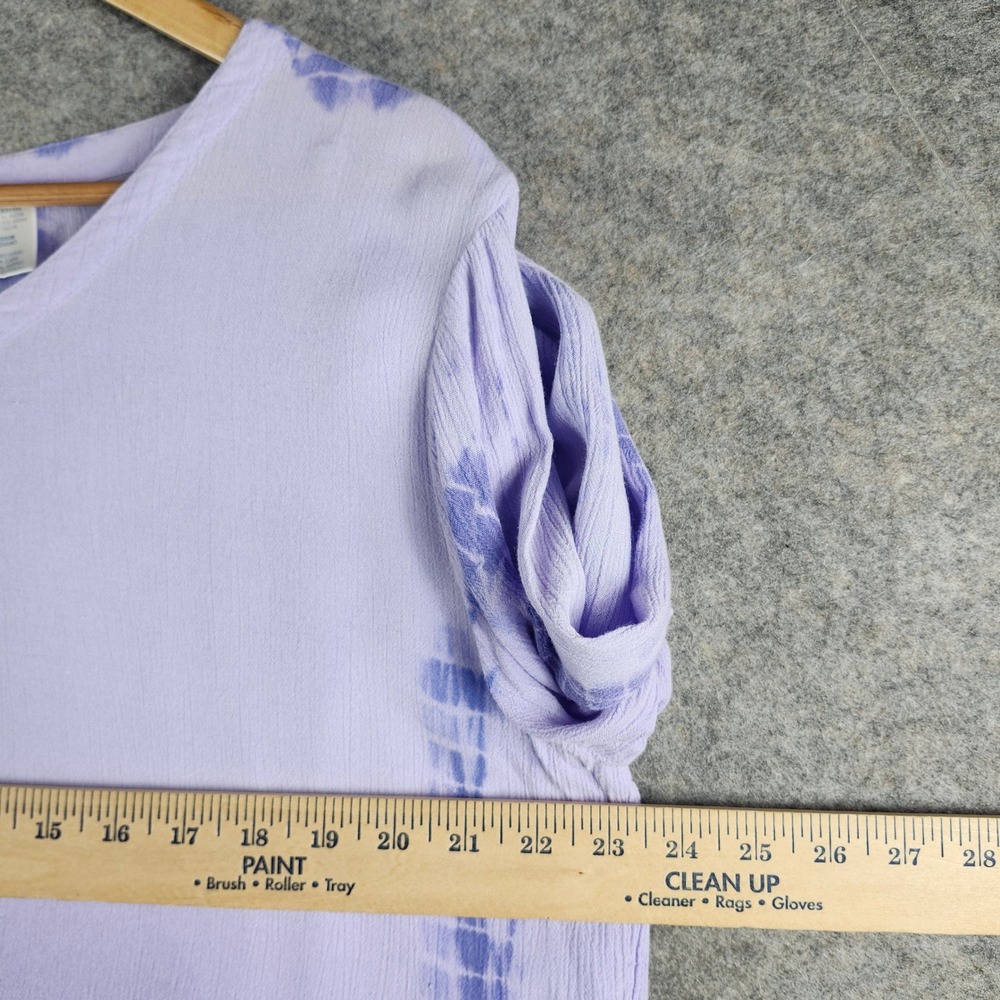 La Cera High-Low Top Womens Medium Purple Tie Dye 3/4 Sleeve Rayon Boho Dip Dye - Picture 4 of 11